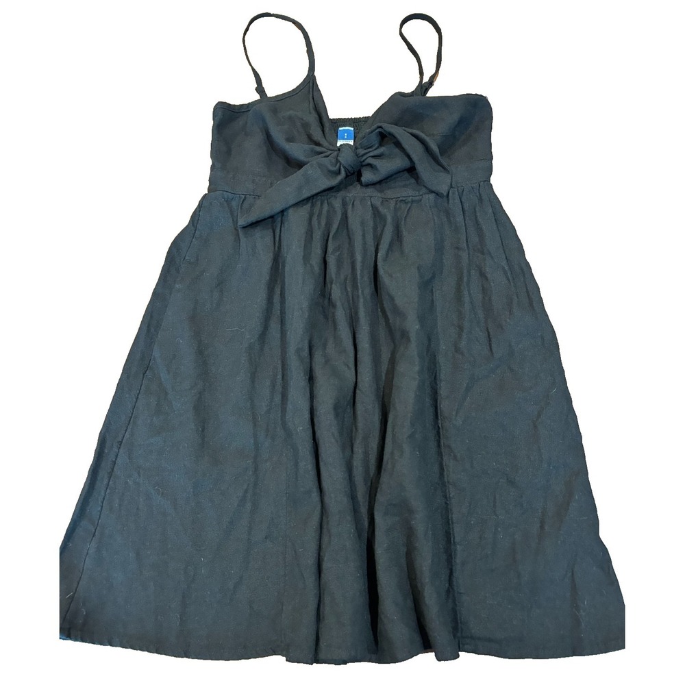 Old Navy tie front black Linen Viscose Sleeveless short dress sz Small party